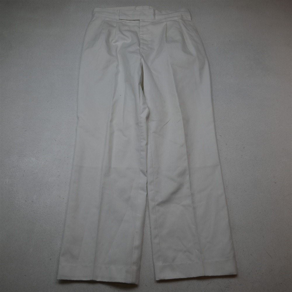 Vtg Y2K 2000s 31x30 White Pleated High Waist Uniform Dress Mens Pants